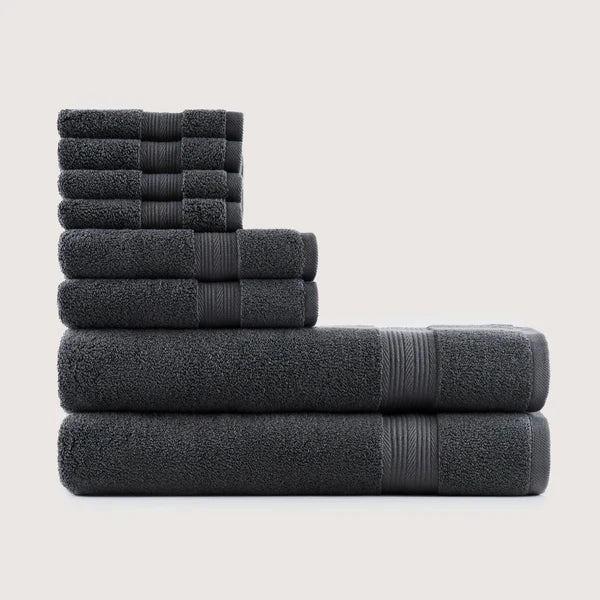 Hochwertiges Baumwoll-Badetuch-Set | 8 Stück