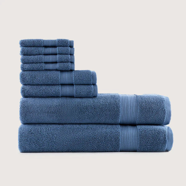 Hochwertiges Baumwoll-Badetuch-Set | 8 Stück